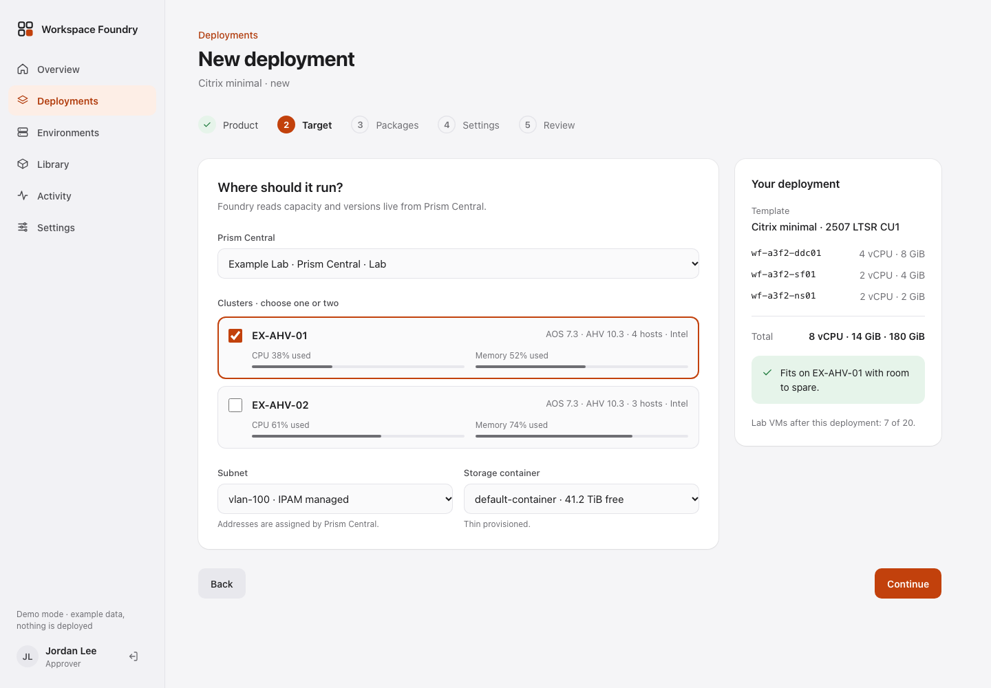 Deployment Wizard Target Configuration