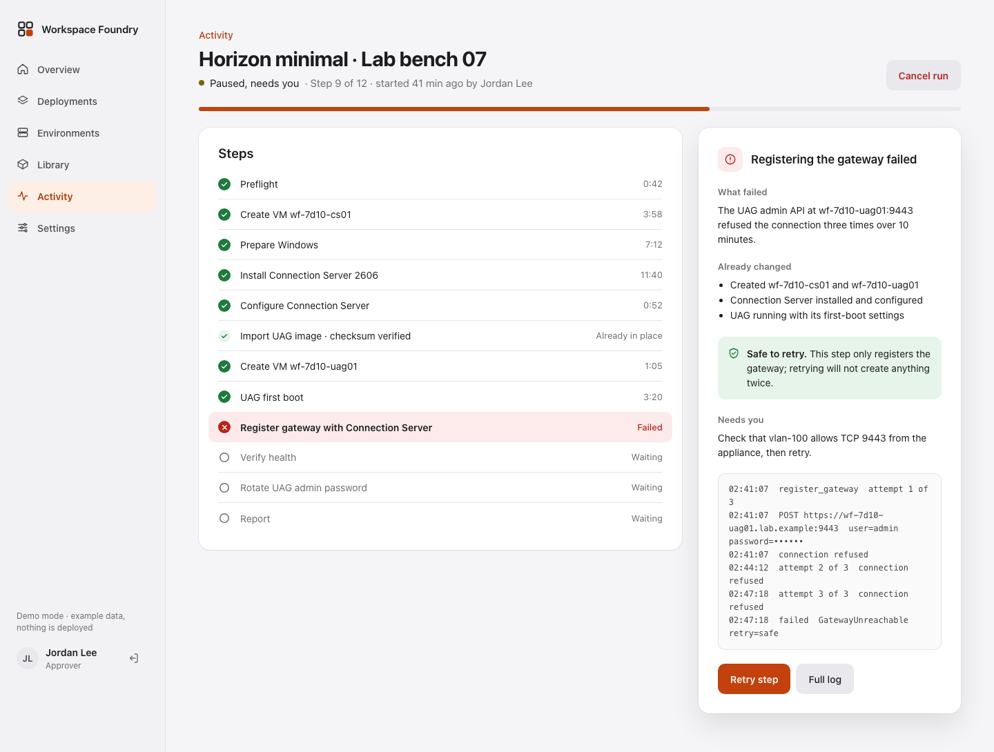 Real-Time Step Ledger and Run Monitor